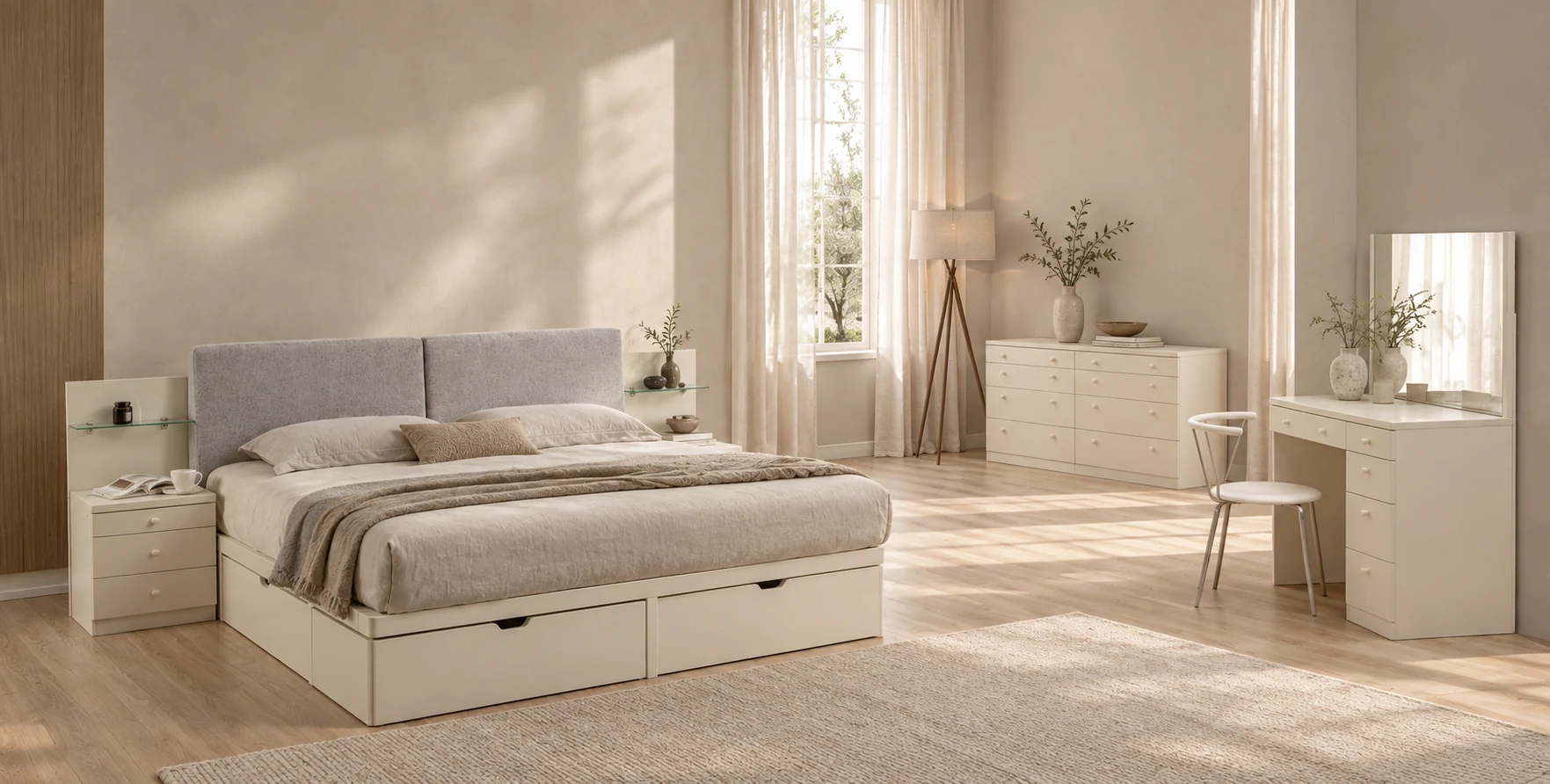 Lotus White bedroom collection